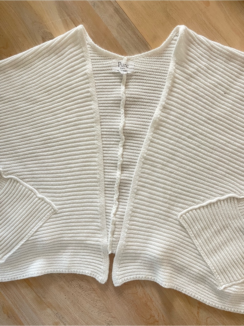 Pure Knits Hand Knit Batwing Cardigan Medium Coastal Open Front Shawl Sweater - Picture 5 of 13